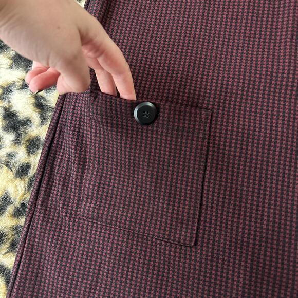 Loft Houndstooth Ruffle Neckline Short Sleeve Shift Dress 2P - Picture 3 of 7